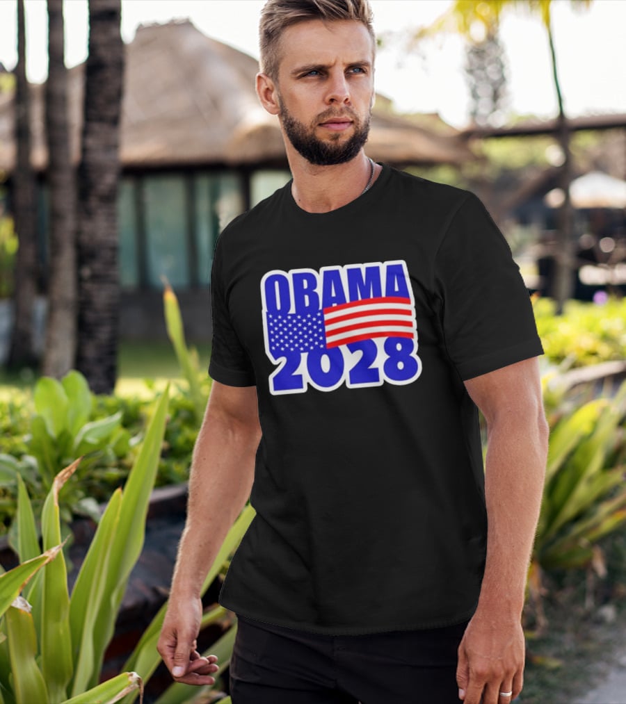 Obama 2028 American Flag Campaign T-Shirt