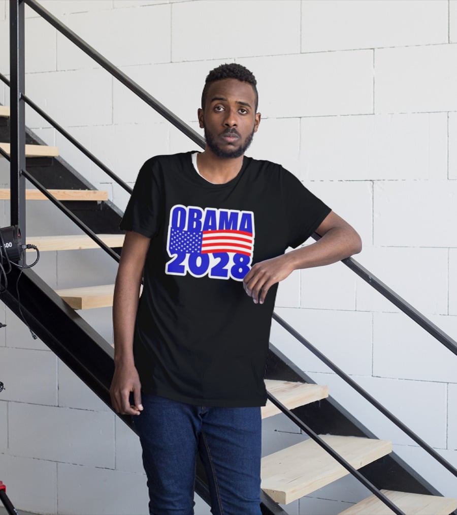 Obama 2028 American Flag Campaign T-Shirt