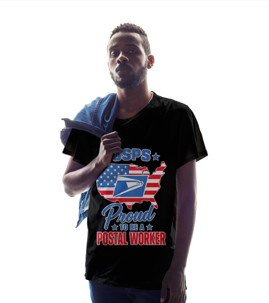 USPS Proud Postal Worker Mail Carrier USA Map T-Shirt