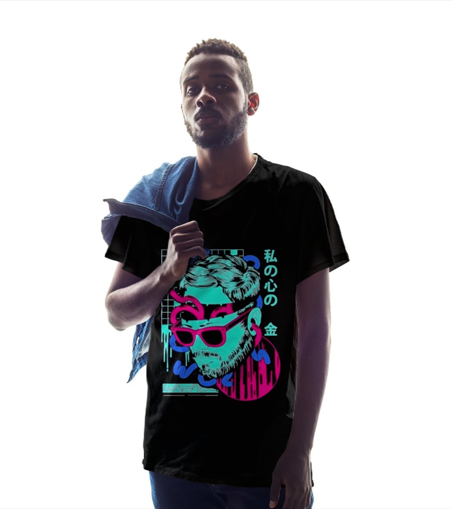 Vaporwave Aesthetic Japanese Text My Heart's Money Neon T-Shirt