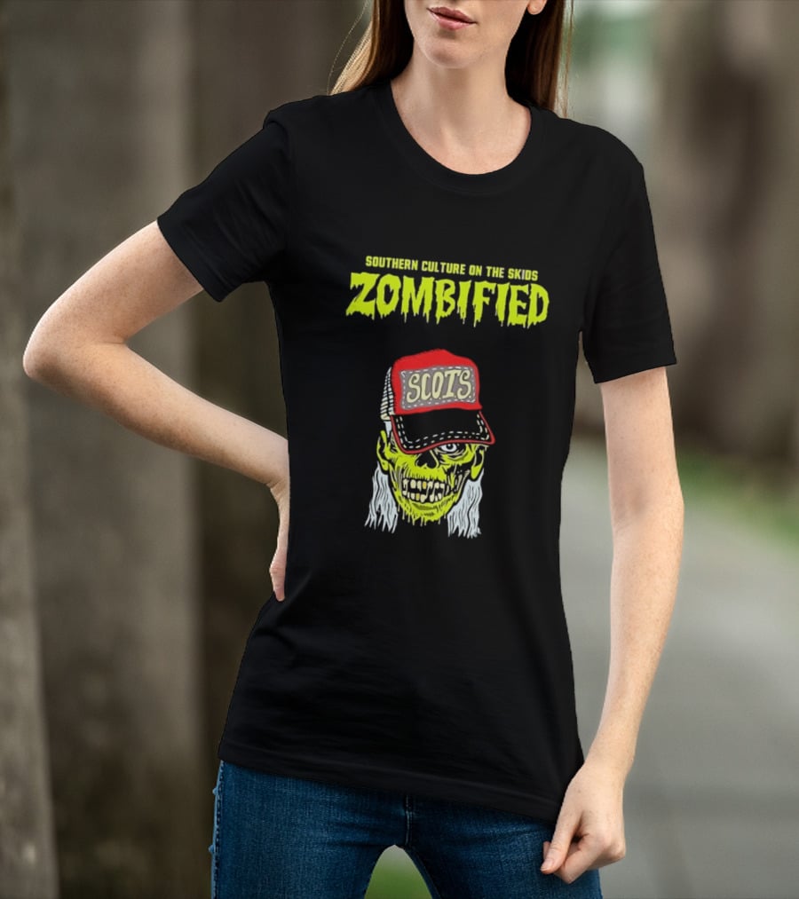 Southern Culture On The Skids Zombified Scots Skeleton With Red Cap T-Shirt