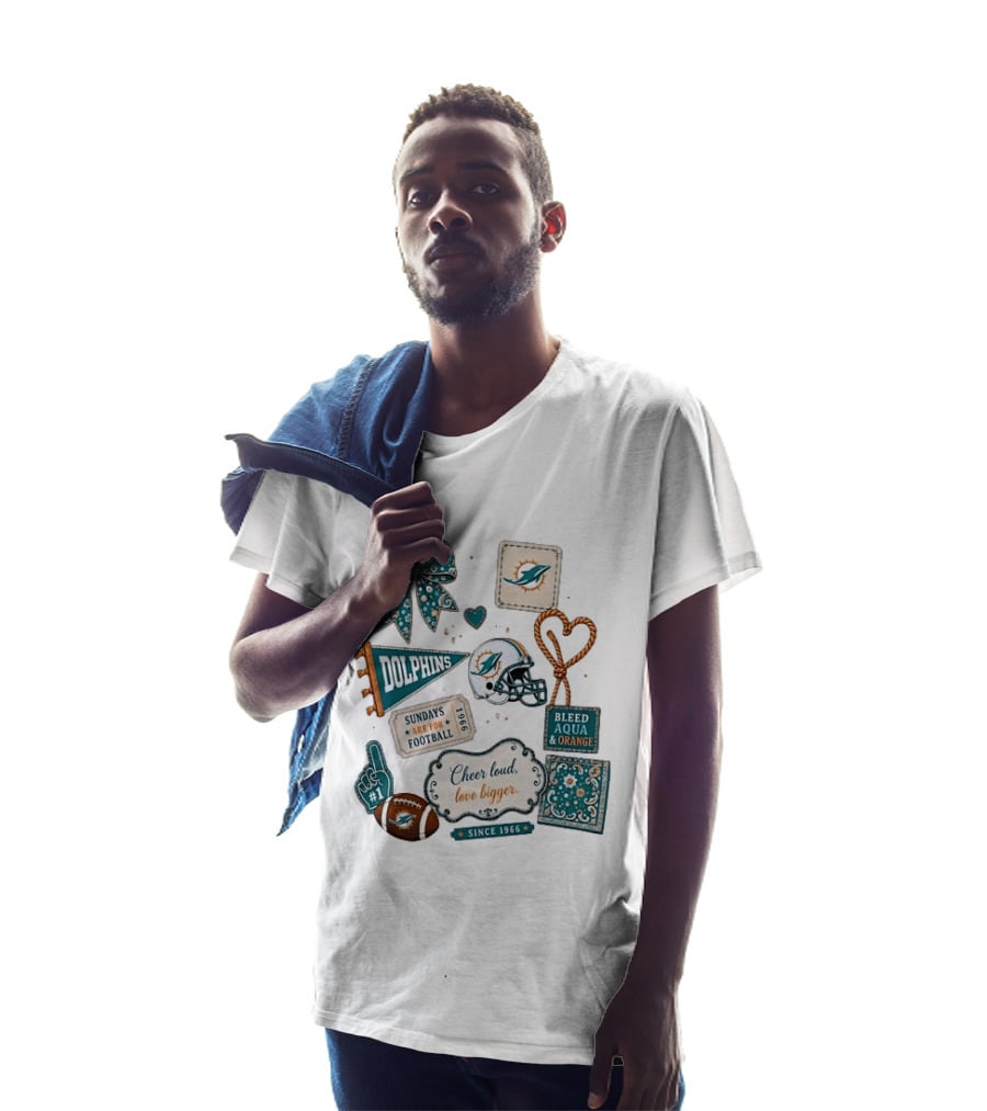 Miami Dolphins Cheer Loud Bleed Aqua Sundays Since 1966 T-Shirt