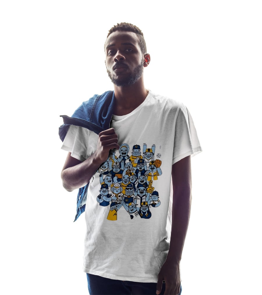 Milwaukee Brewers Fan Cartoon Characters Baseball Crowd T-Shirt