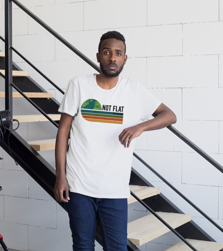Not Flat We Checked Earth Globe Retro Stripes T-Shirt