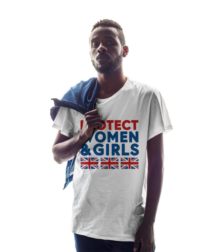 Protect Women And Girls United Kingdom Flags Empowerment T-Shirt