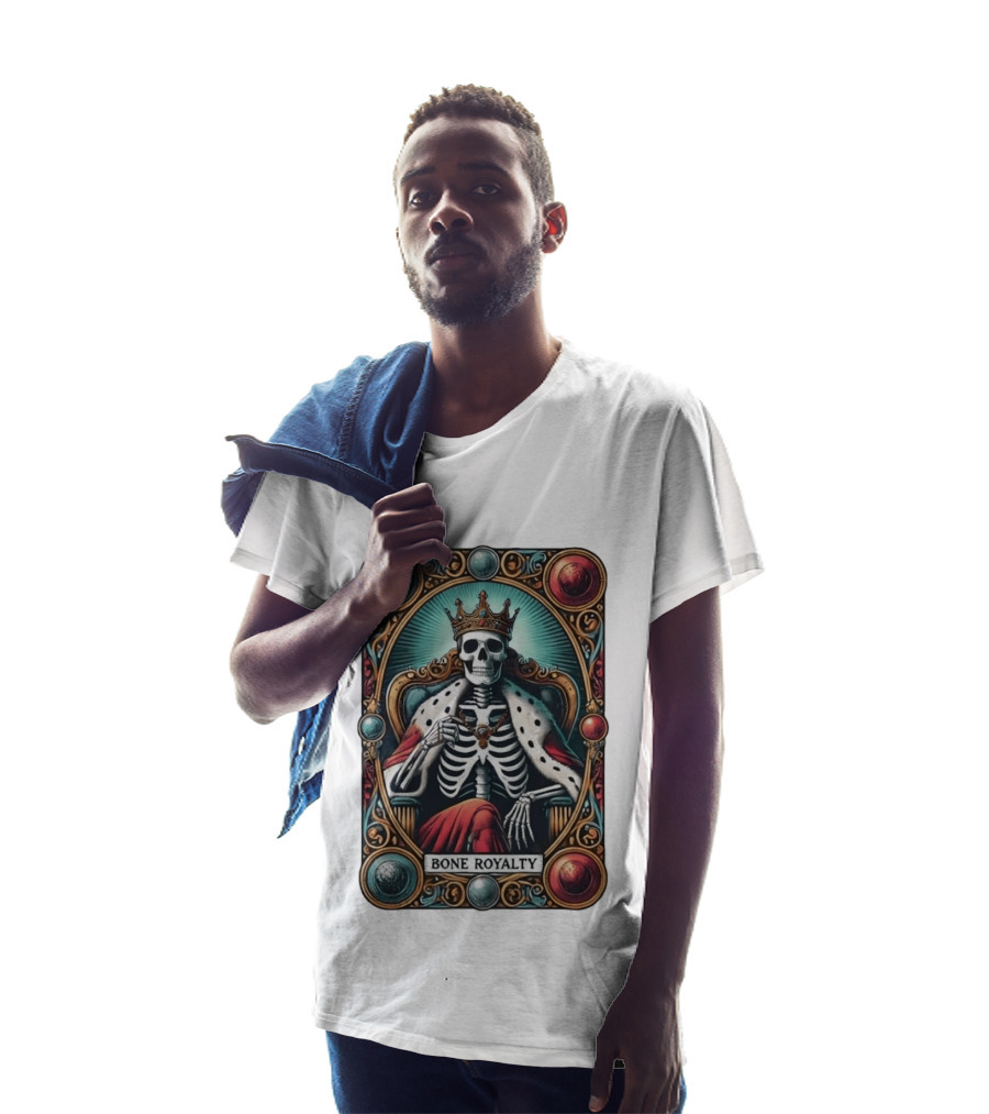 Bone Royalty Gothic Skeleton King Tarot T-Shirt