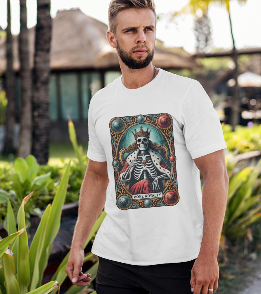 Bone Royalty Gothic Skeleton King Tarot T-Shirt