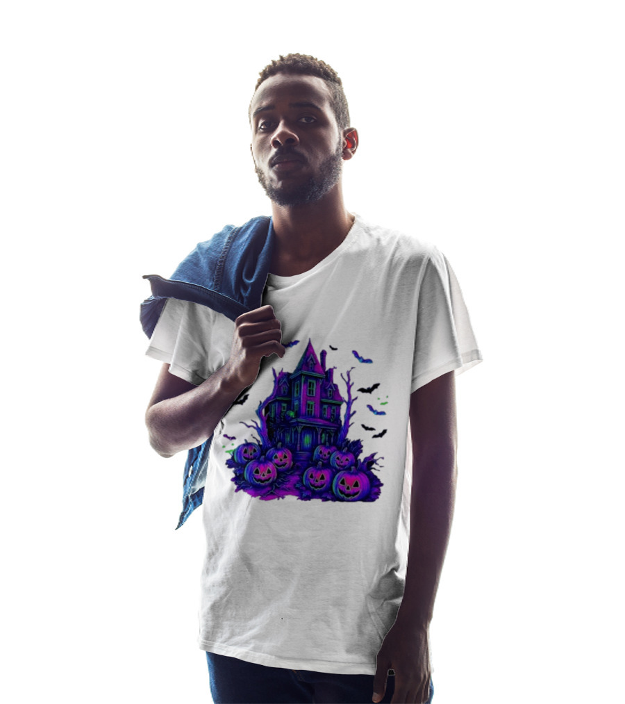 Halloween Bats Haunted House T-Shirt