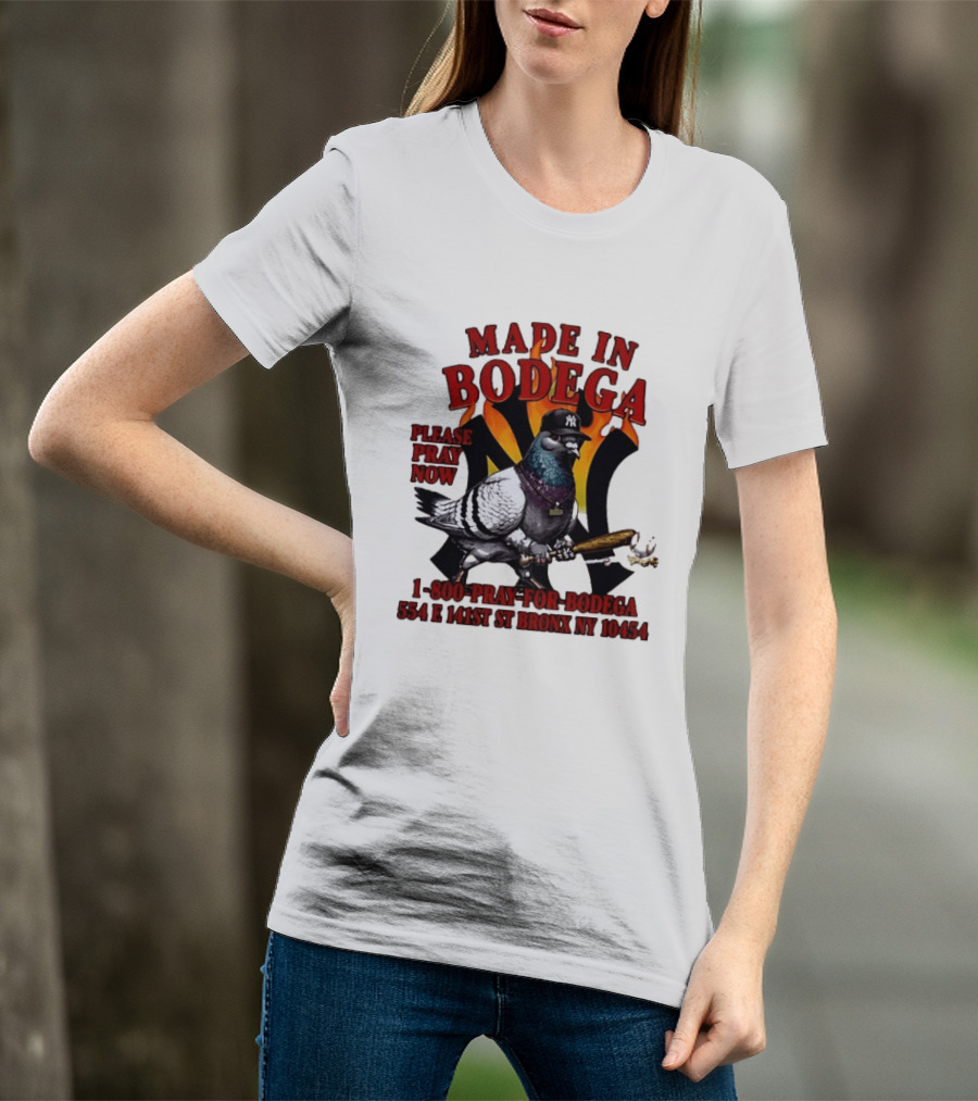 Made In Bodega New York Yankees Pigeon Baseball T-Shirt