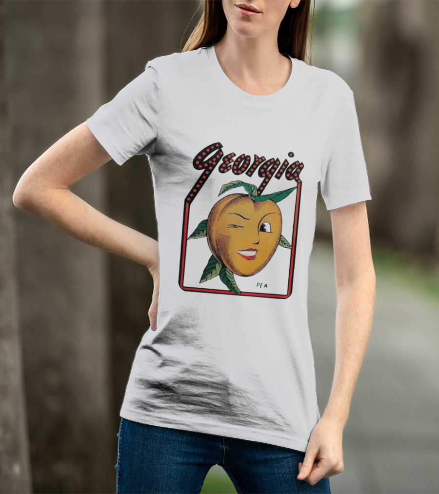 Georgia Peach Vintage Winking Icon Savannah Macon Atlanta Augusta 1950's T-Shirt