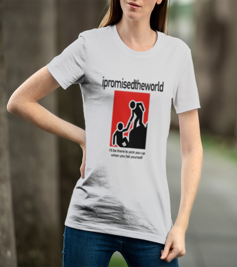 Ipromisedtheworld Helping Hand Support Black Text Red T-Shirt