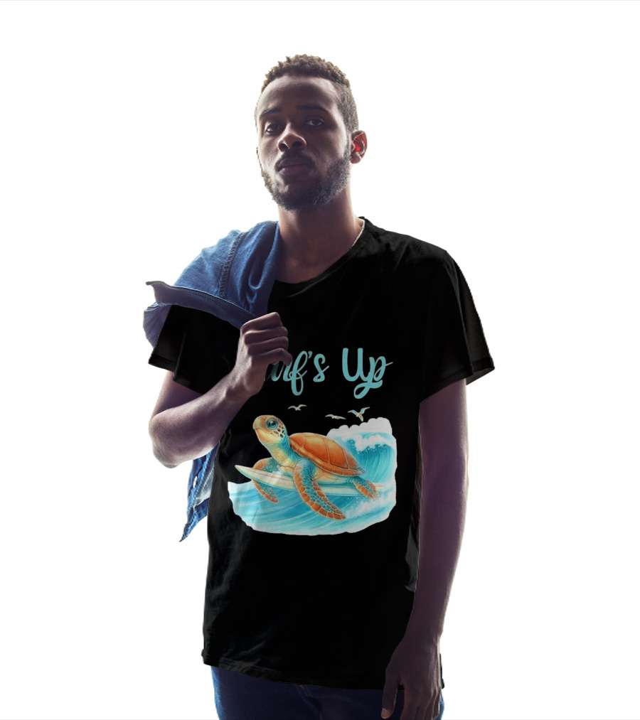Surf's Up Turtle Riding Surfboard On Big Wave T-Shirt