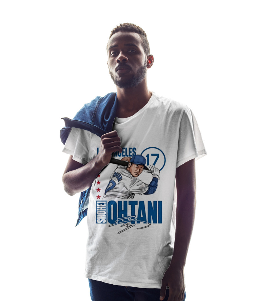 Los Angeles Shohei Ohtani 17 MLB Baseball Player Graphic With Stars T-Shirt