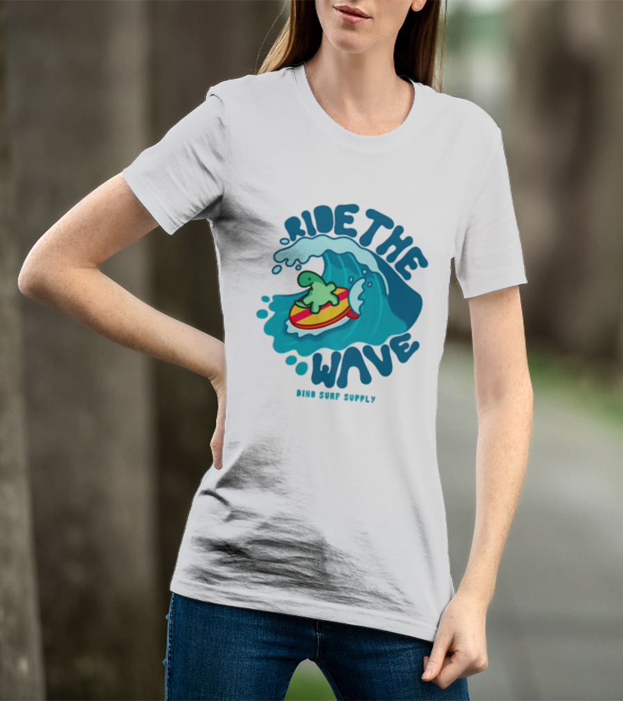 Ride The Wave Turtle Surfing Dino Surf Supply T-Shirt