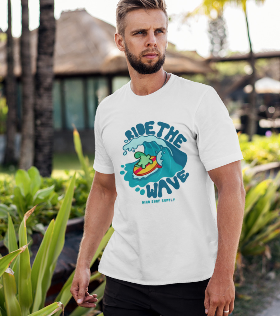 Ride The Wave Turtle Surfing Dino Surf Supply T-Shirt