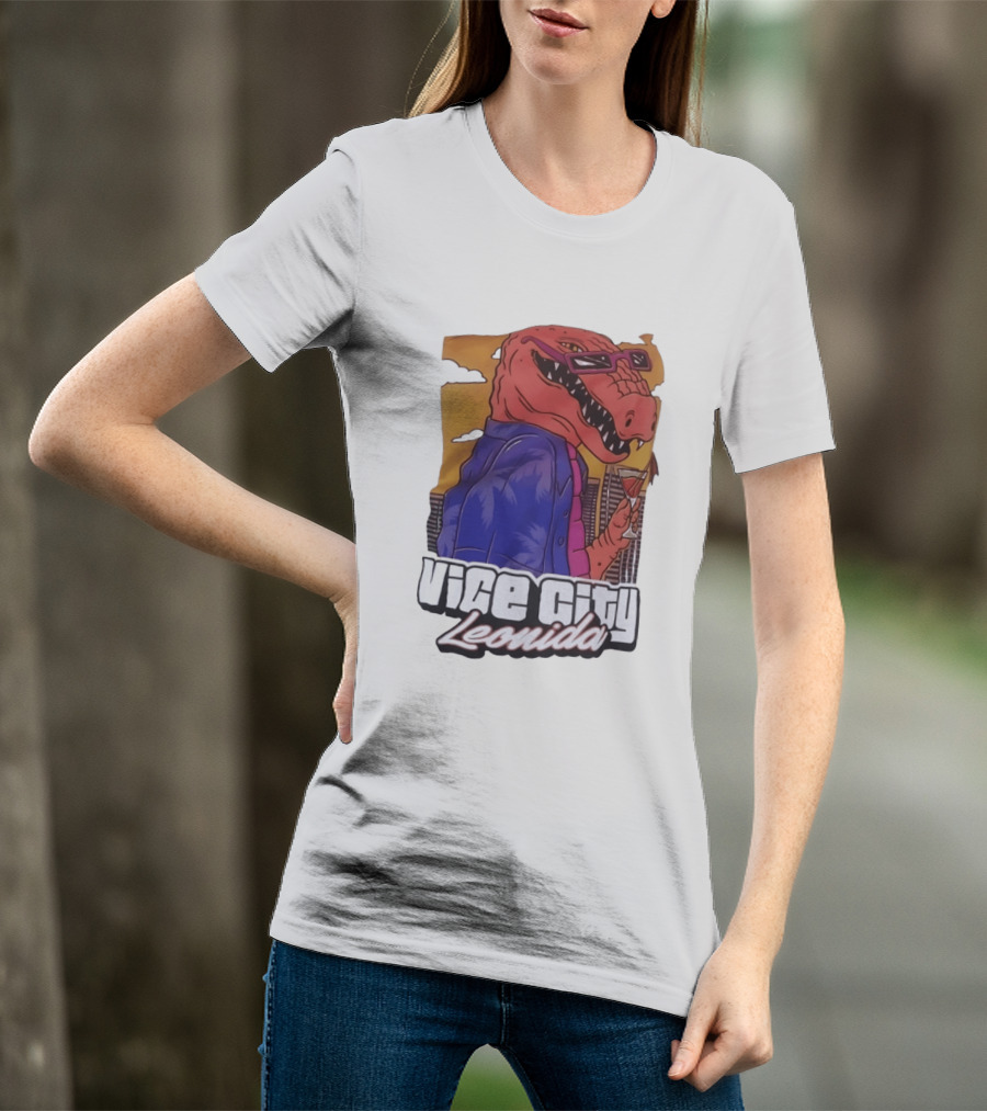 Vice City Leonida Rex Dinosaur Gaming Retro Vibes T-Shirt