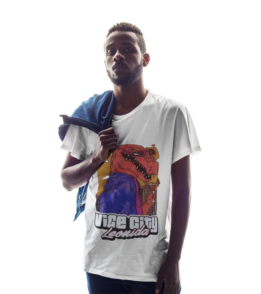 Vice City Leonida Rex Dinosaur Gaming Retro Vibes T-Shirt