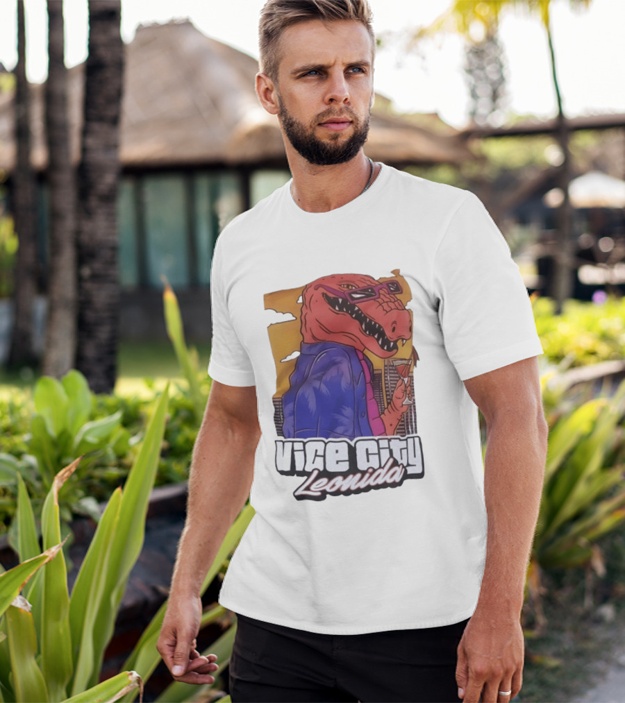 Vice City Leonida Rex Dinosaur Gaming Retro Vibes T-Shirt