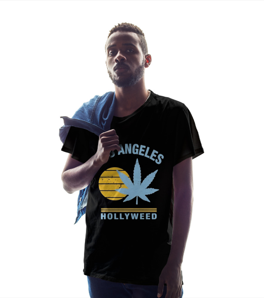 Los Angeles Hollyweed Cannabis Leaf Sunburst T-Shirt