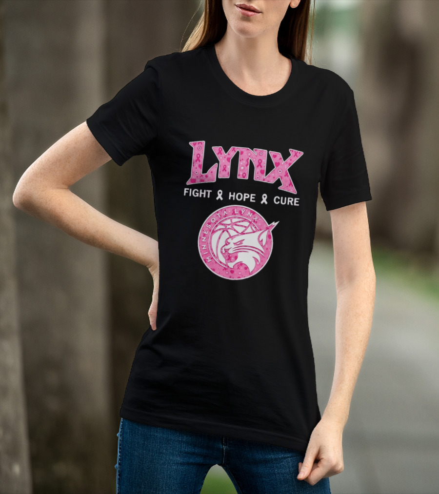 Minnesota Lynx Fight Hope Cure Breast Cancer Awareness Pink Ribbon T-Shirt
