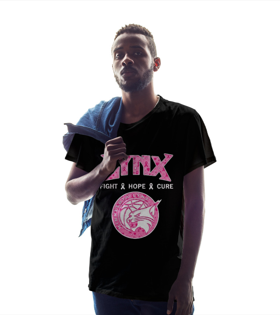 Minnesota Lynx Fight Hope Cure Breast Cancer Awareness Pink Ribbon T-Shirt