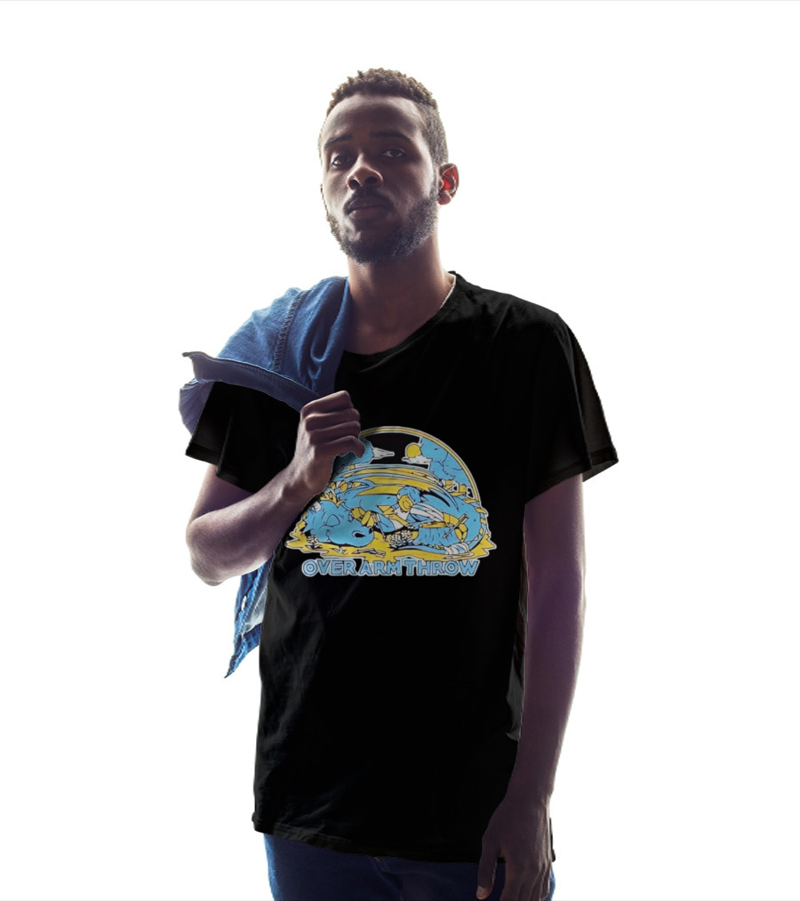 Over Arm Throw Cartoon Sleeping Blue Dragon Under Moonlit Sky T-Shirt