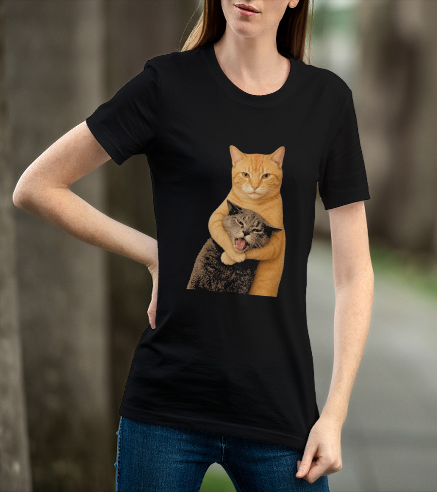 Cat Fight Meme Hugging Cats Funny Pet Lovers T-Shirt