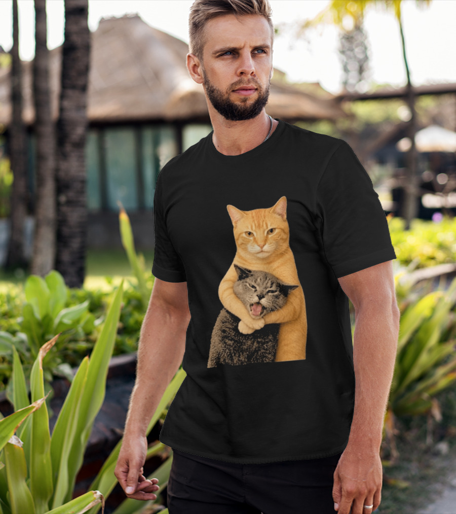 Cat Fight Meme Hugging Cats Funny Pet Lovers T-Shirt