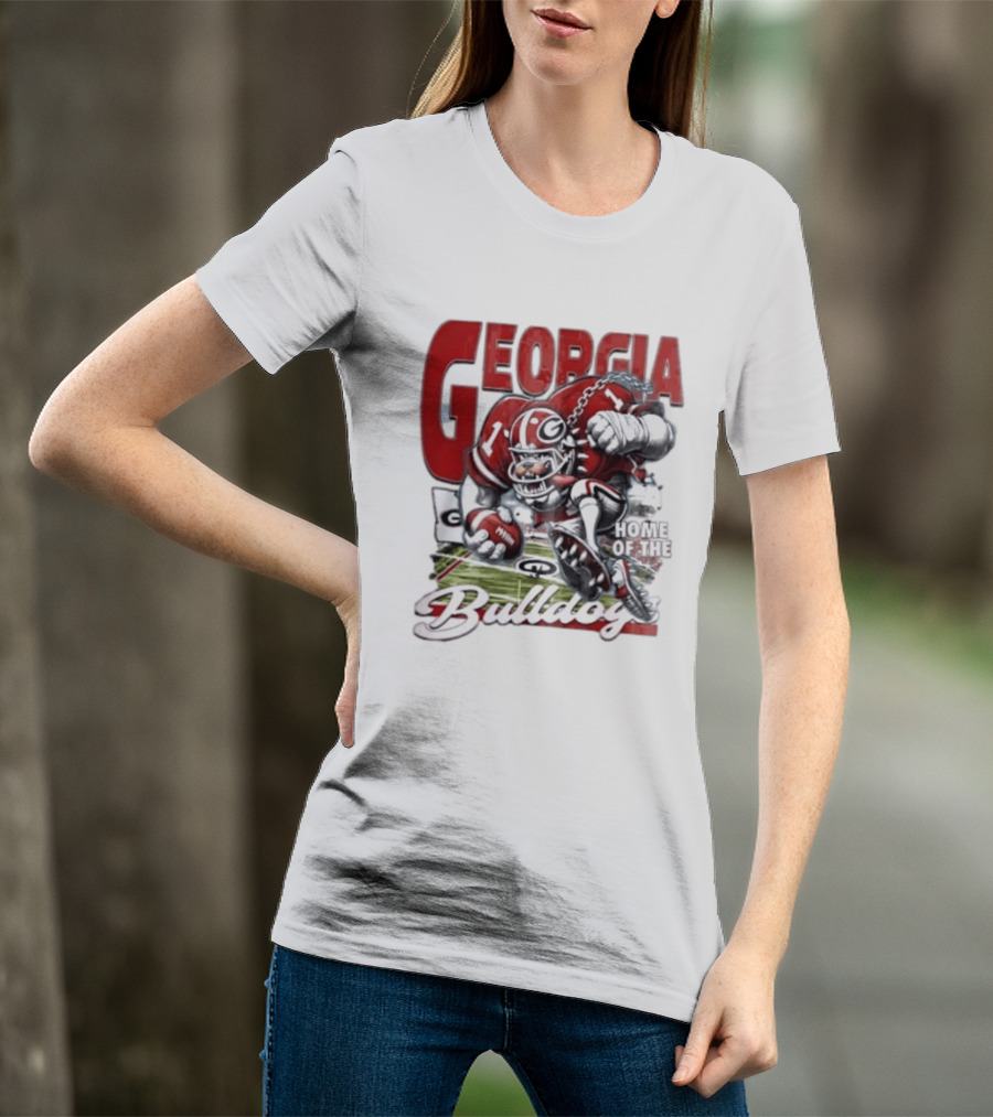 Georgia Bulldogs Football Cartoon Running Home Of The Bulldogs T-Shirt