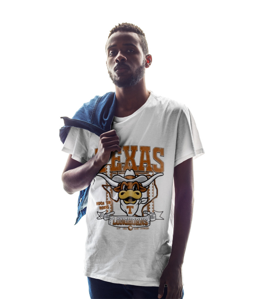 Texas Longhorns Hook Em Horns Game Changers Est 1883 State Map Cartoon T-Shirt