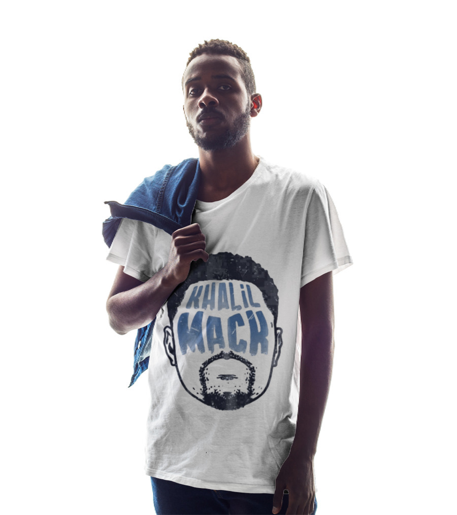 Khalil Mack Bearded Face Blue Distressed T-Shirt