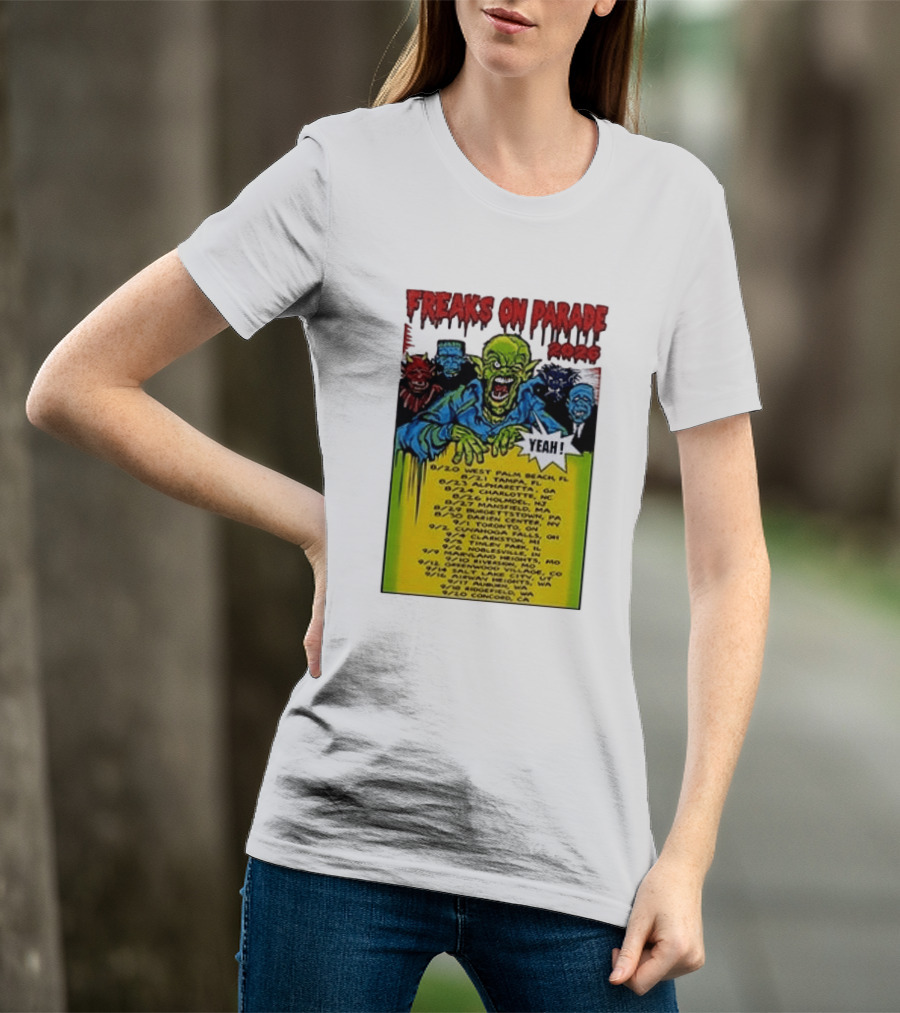 Freaks On Parade Tour 2023 Rob Zombie Dates West Palm Beach Tampa Atlanta Concord T-Shirt