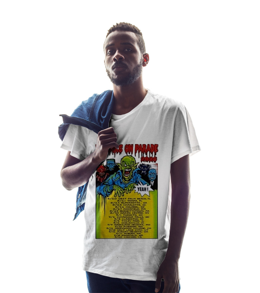 Freaks On Parade Tour 2023 Rob Zombie Dates West Palm Beach Tampa Atlanta Concord T-Shirt