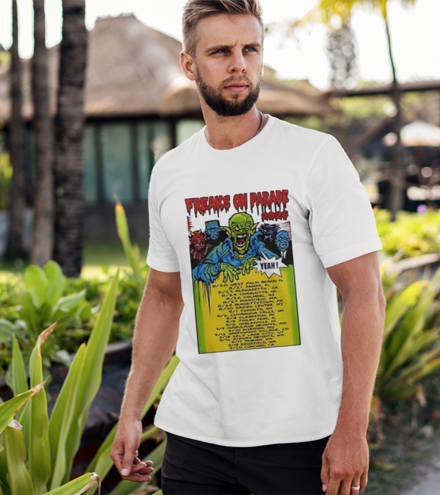 Freaks On Parade Tour 2023 Rob Zombie Dates West Palm Beach Tampa Atlanta Concord T-Shirt
