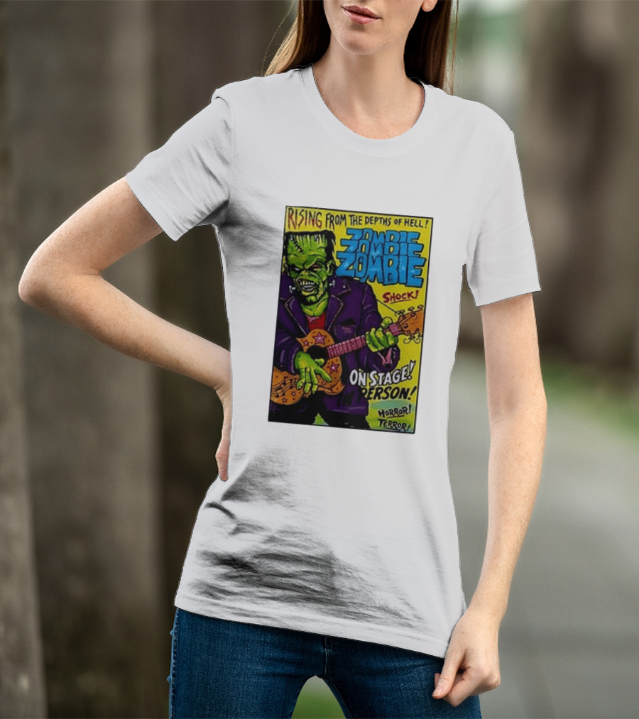Rising From The Depths Of Hell Zombie On Stage In Person Horror Terror Shock T-Shirt