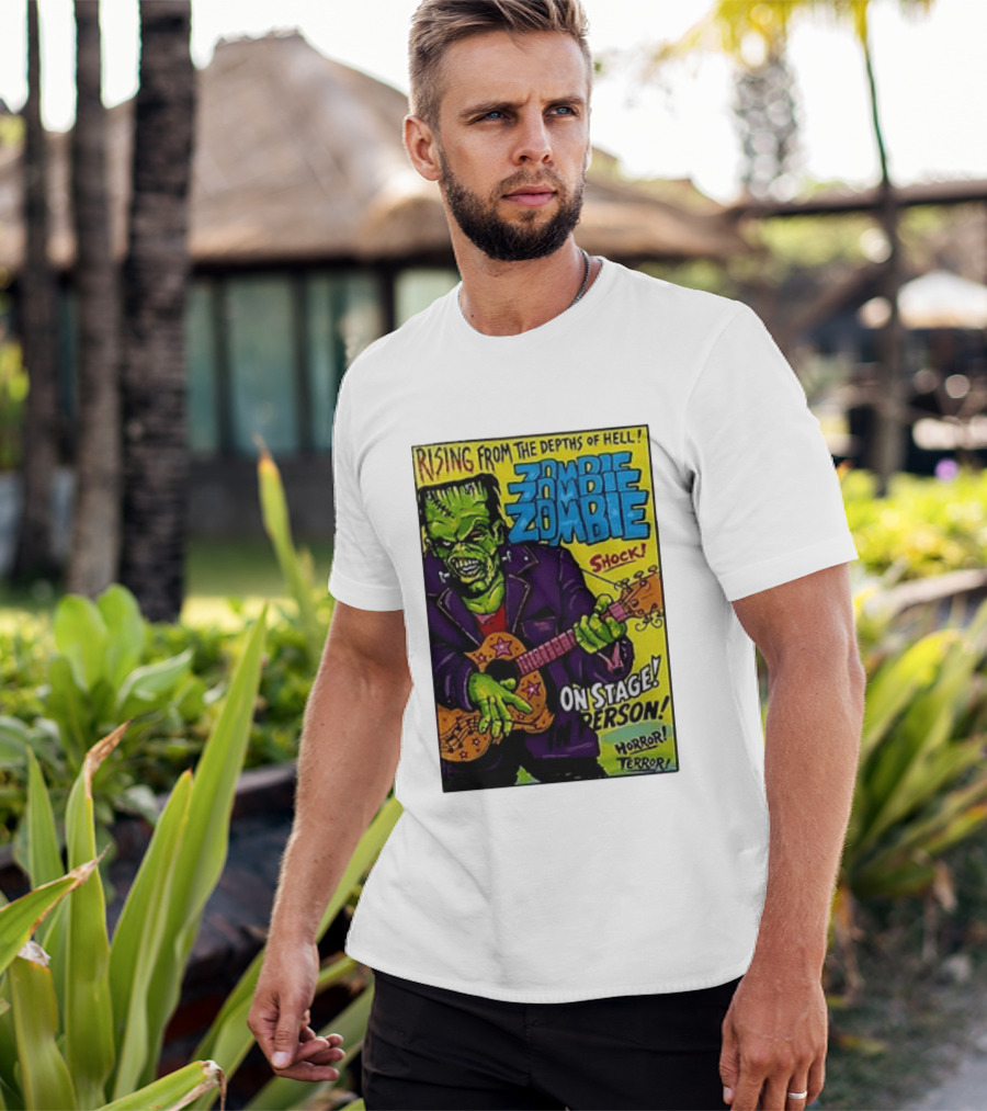 Rising From The Depths Of Hell Zombie On Stage In Person Horror Terror Shock T-Shirt