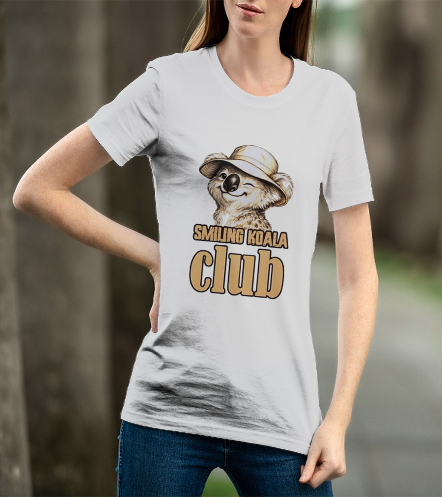 Smiling Koala Club Animal Wildlife Winking Koala Wearing Hat T-Shirt
