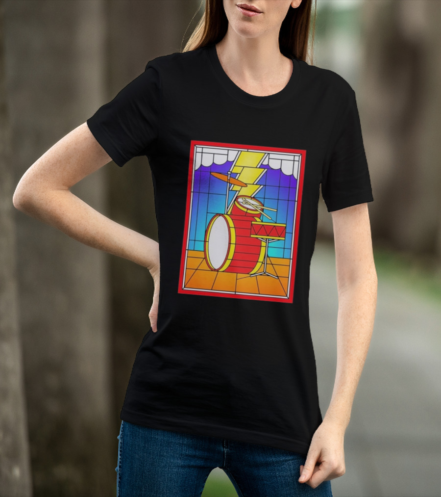 Stained Glass Drum Kit With Lightning Bolt T-Shirt