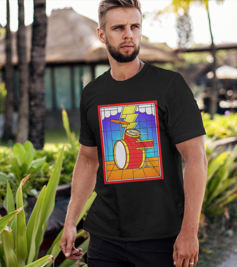 Stained Glass Drum Kit With Lightning Bolt T-Shirt