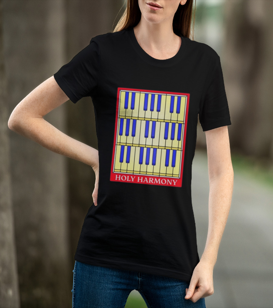 Holy Harmony Stained Glass Piano Keyboard Classical Music T-Shirt