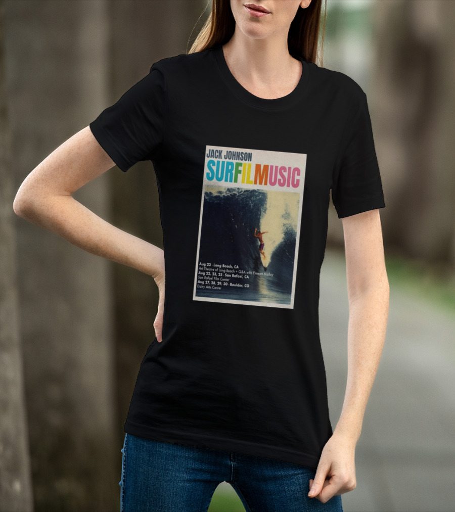 Jack Johnson Surf Film Music Tour Long Beach San Rafael Boulder August 2026 Events T-Shirt