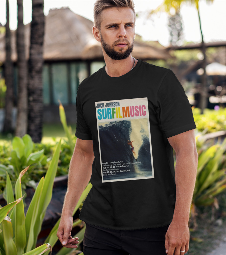 Jack Johnson Surf Film Music Tour Long Beach San Rafael Boulder August 2026 Events T-Shirt