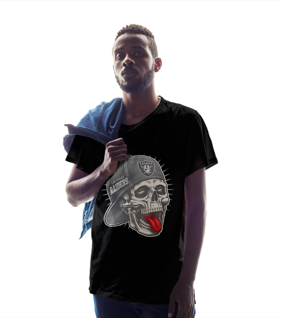 Las Vegas Raiders Skull Tongue Out Cap Raider Nation Football T-Shirt