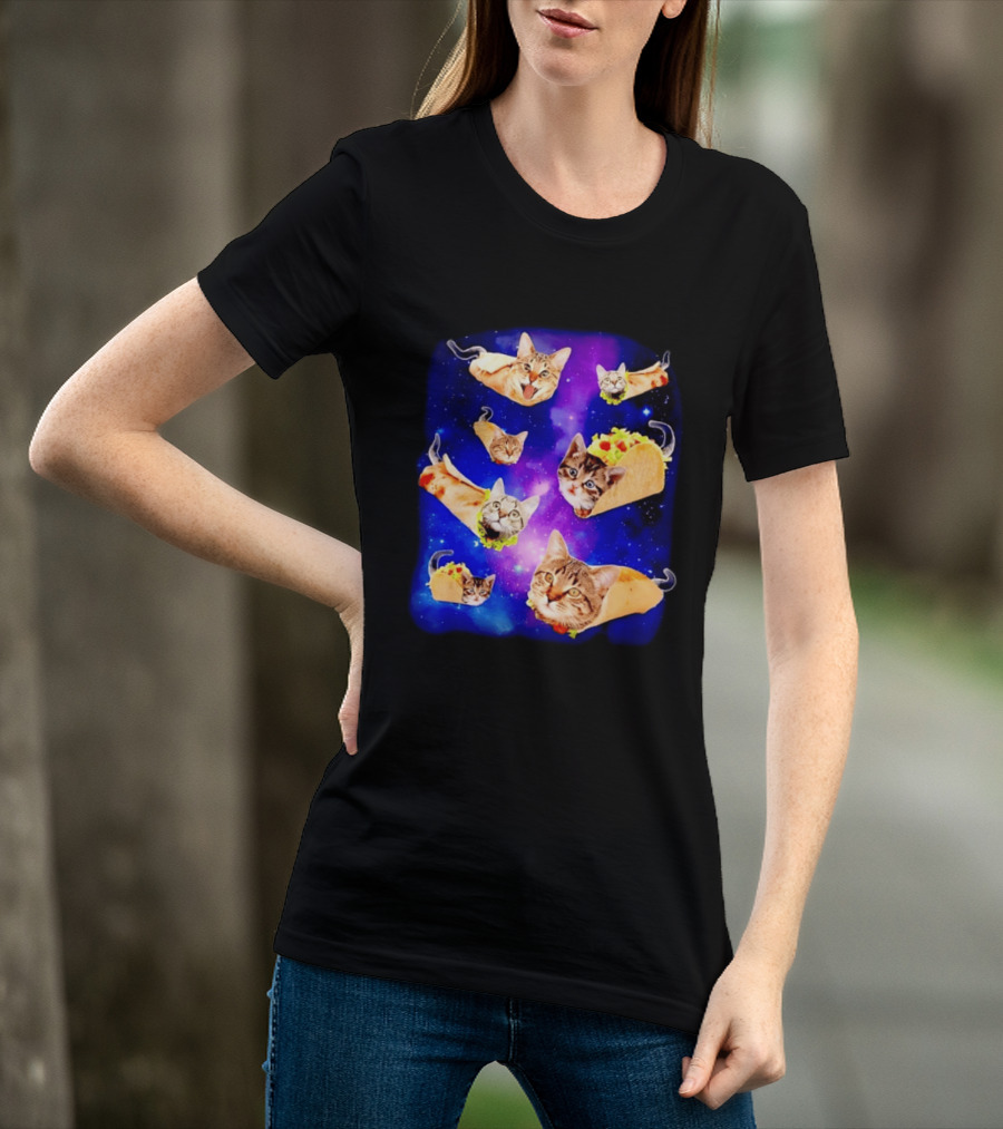 Cats In Space With Tacos And Burritos Taco Cat Cosmic Adventure T-Shirt