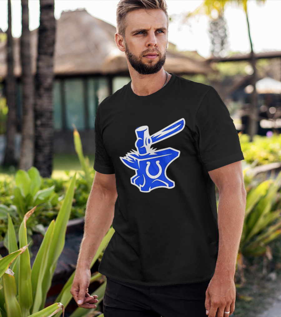 Indianapolis Colts Anvil Hammer Icon With Team Horseshoe T-Shirt