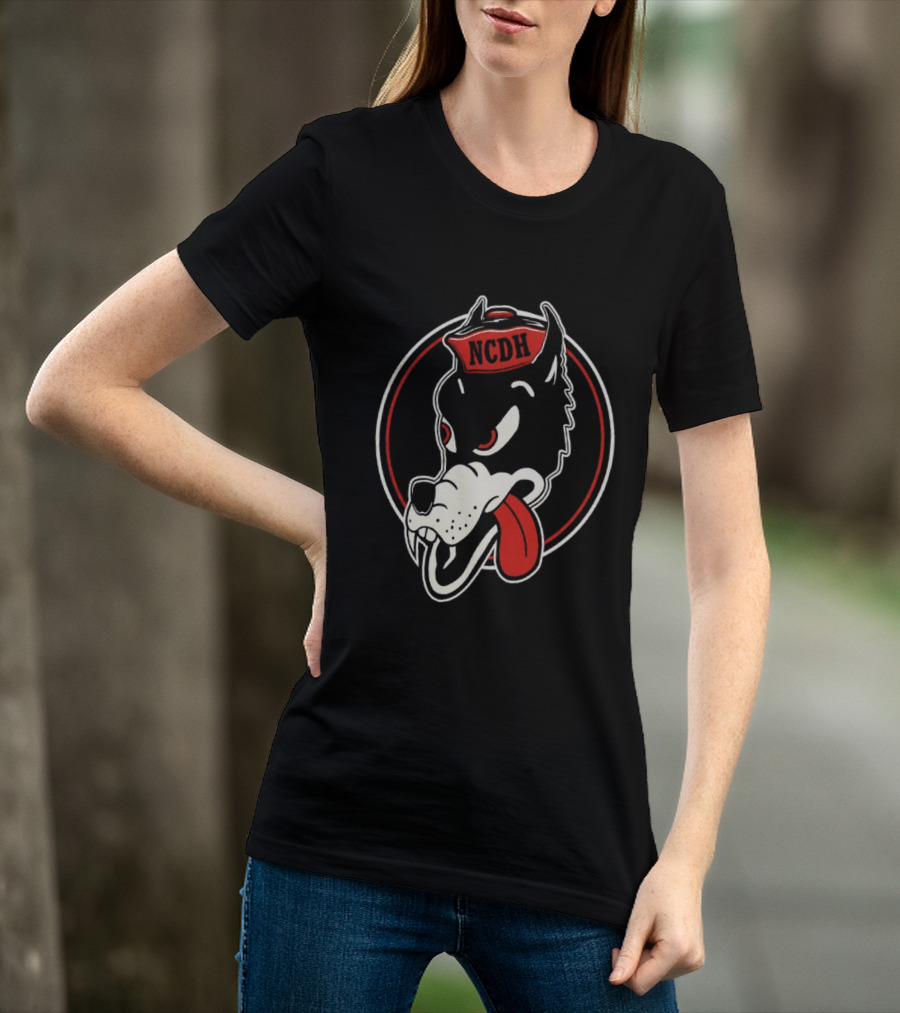 NCDH Wolf Cartoon Red Circle T-Shirt