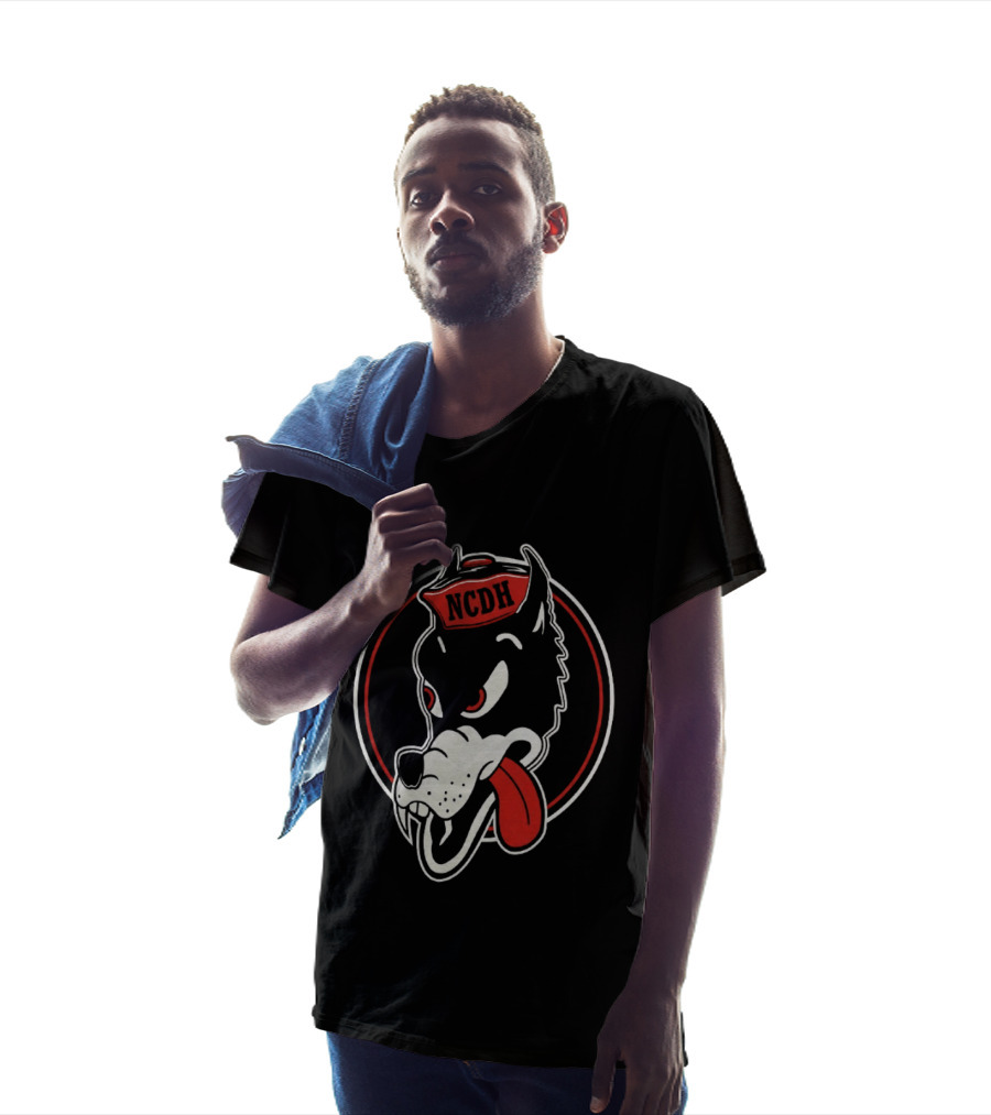NCDH Wolf Cartoon Red Circle T-Shirt