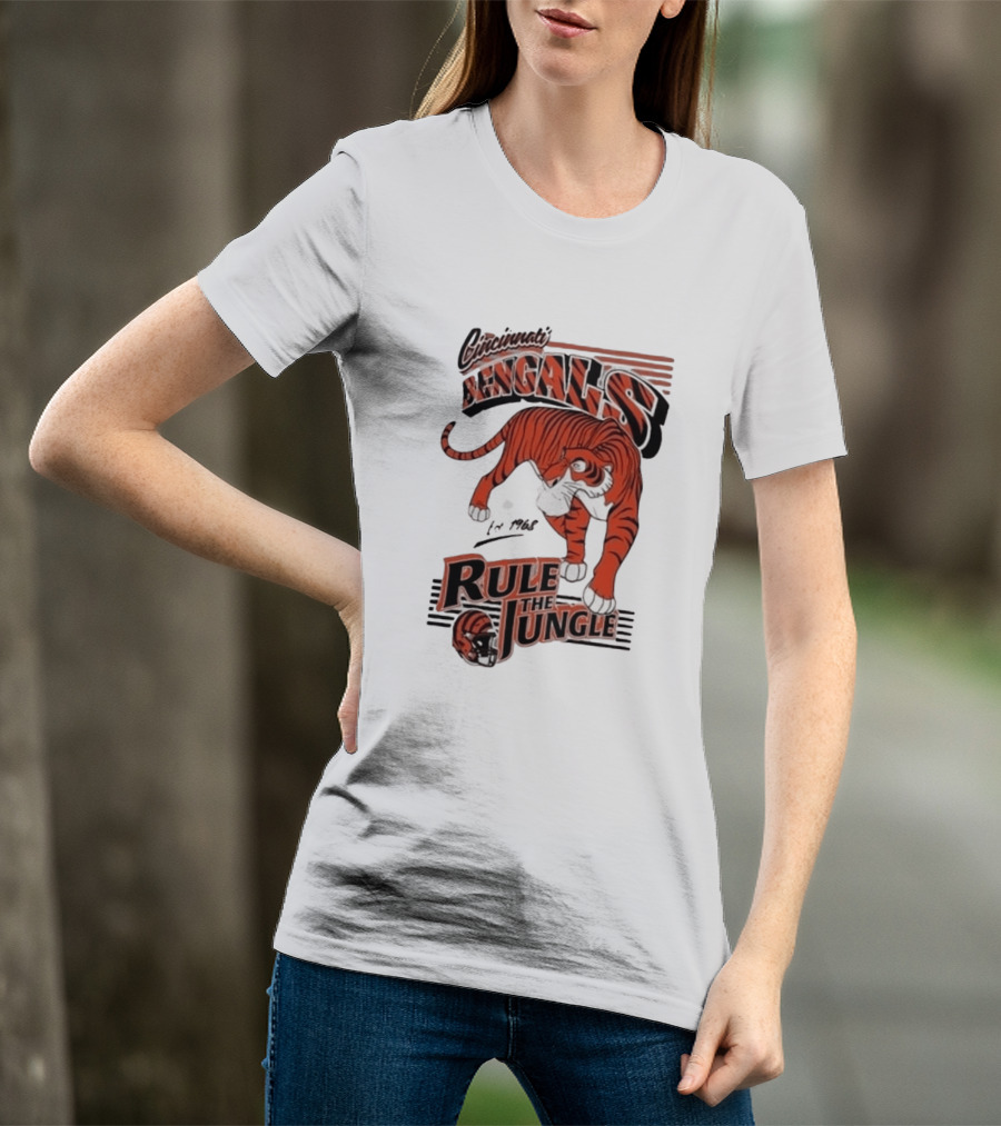 Cincinnati Bengals Rule The Jungle Tiger Graphic NFL Fan T-Shirt