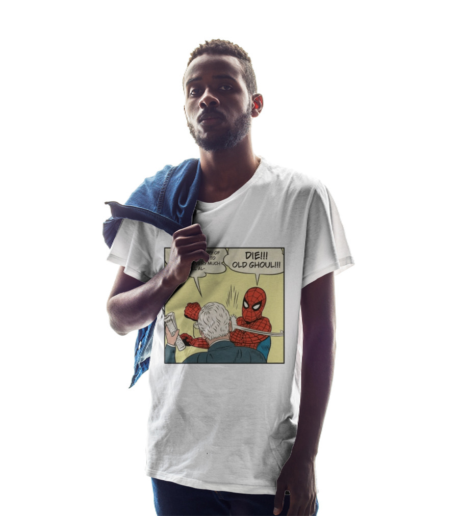 Spider Man Punching Mitch McConnell Die Old Ghoul Comic Meme T-Shirt