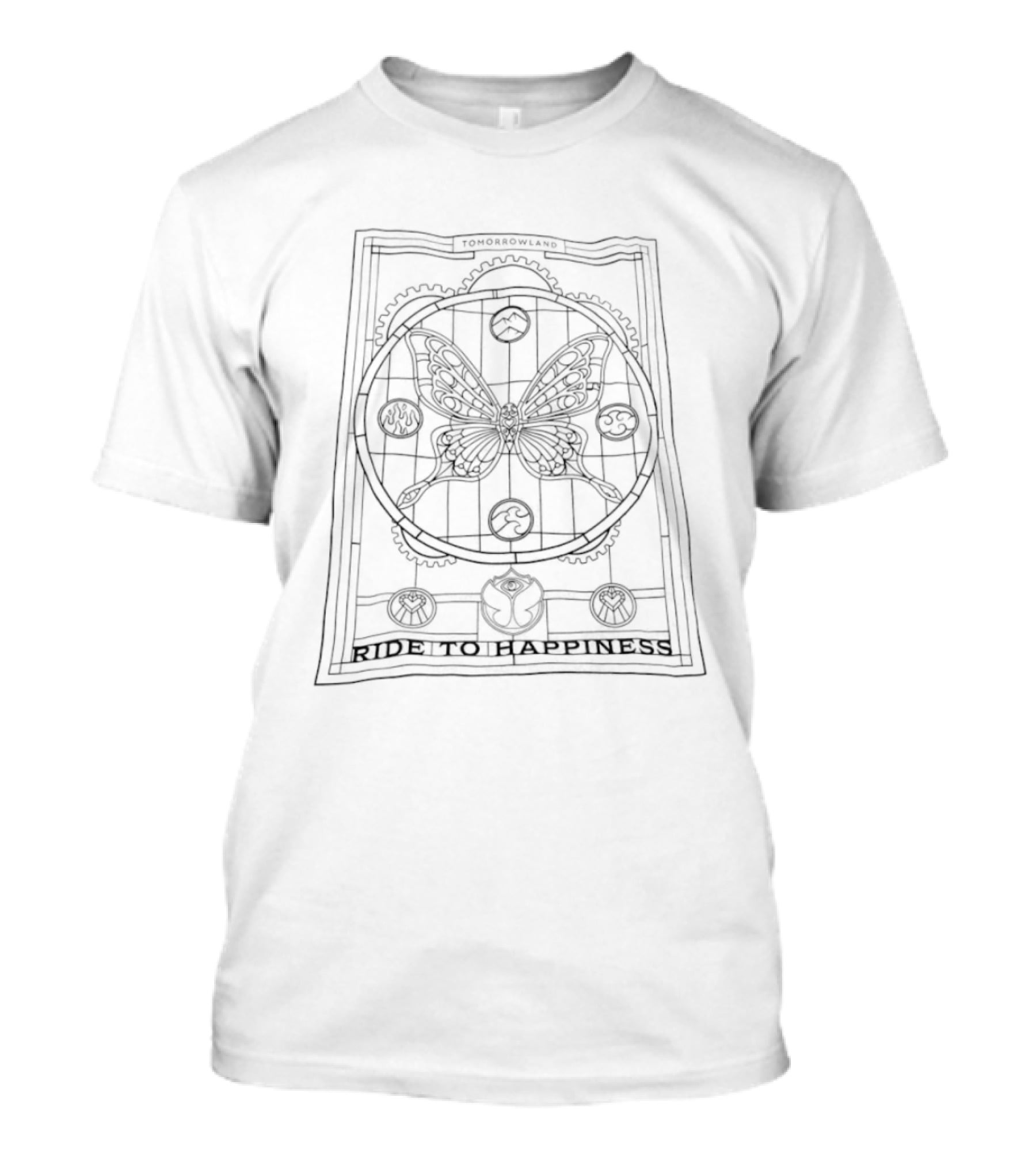 Tomorrowland Ride To Happiness Butterfly Stained Glass T-Shirt